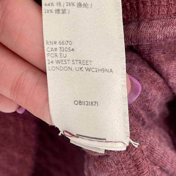 We The Free Back At It Henley Top Long Sleeves Oversized Slouchy Burgundy Small - Picture 12 of 12